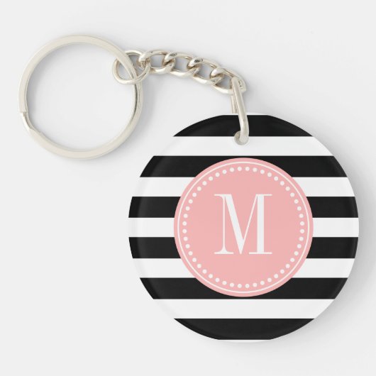 Afbeelding zwart-wit stripes - Gepersonaliseerd mo Sleutelhanger (Voorkant)