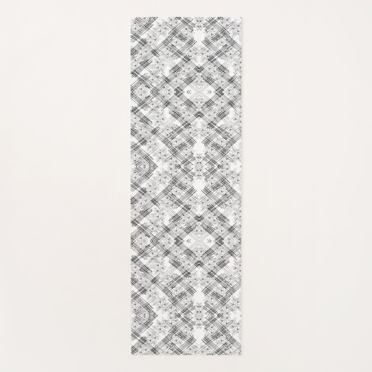 Afbeelding Zwart-witte strepen en bloementeelpatro Yogamat (Voorkant)