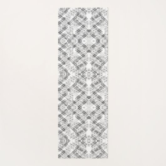 Afbeelding Zwart-witte strepen en bloementeelpatro Yogamat (Achterkant)