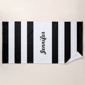 Afbeelding zwart-witte strepen, speciaal aangepast strandlaken (Voorkant)