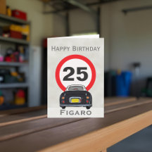 Afbeelding zwarte figaro Motorauto, Birthday Kaart
