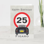 Afbeelding zwarte figaro Motorauto, Birthday Kaart (Voorkant)