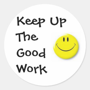 afbeeldingen, houd het goede werk omhoog ronde sticker