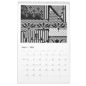 Afbeeldingen in zwarte en witte agenda kalender (Mar 2026)