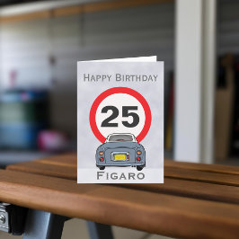 Afbeeldingen Lapis Gray Figaro Car Birthday Kaart