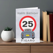 Afbeeldingen Lapis Gray Figaro Car Birthday Kaart