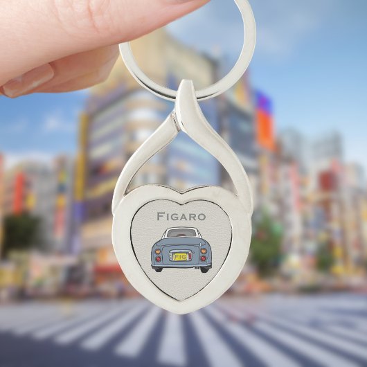 Afbeeldingen Lapis Gray Figaro Car Silver Heart Sleutelhanger