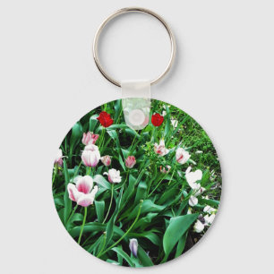 Afbeeldingen met rode en roze tulpen sleutelhanger