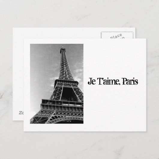 Afbeeldingen_of_Eiffel_Tower_black_and_white, Je T Briefkaart (Voorkant / Achterkant)