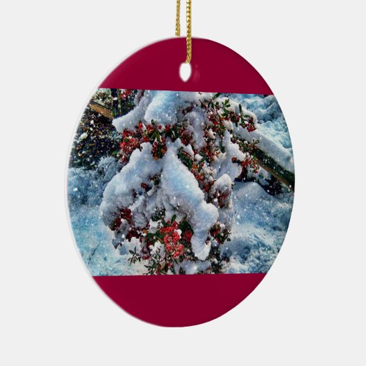 Afbeeldingen op een instelling sneeuwen keramisch ornament (Rechts)