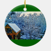 Afbeeldingen op een instelling sneeuwen keramisch ornament (Achterkant)