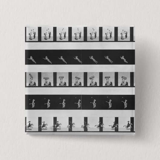 Afbeeldingen strips voor een praxinoscoop vierkante button 5,1 cm (Voorkant)