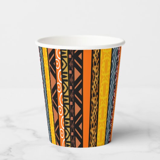 Afbeeldingen van Afrikaanse patroonmix Papieren Bekers (Achterkant)