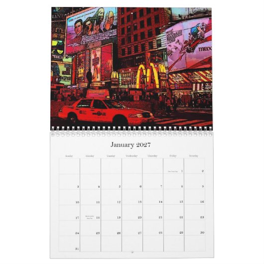 Afbeeldingen van de agenda van Manhattan Kalender (Jan 2027)