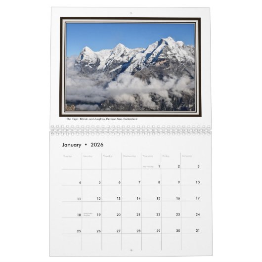 Afbeeldingen van de Alpen Kalender (Jan 2026)