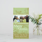 Afbeeldingen van de Groene Stripes Pine Swirl Holi Feestdagenkaart (Staand voorkant)