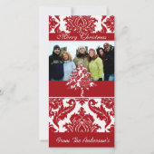 Afbeeldingen van de Red & White Damask Pine Holida Feestdagenkaart (Voorkant)