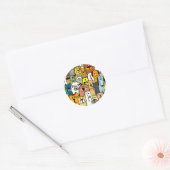 Afbeeldingen van geanimeerde katten en honden ronde sticker (Envelop)
