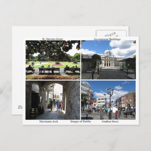 Afbeeldingen van het briefkaart van Dublin (Voorkant / Achterkant)