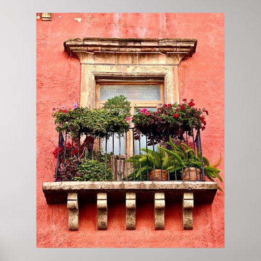 Afbeeldingen van het oude dorp Balcony Mexico Poster (Voorkant)