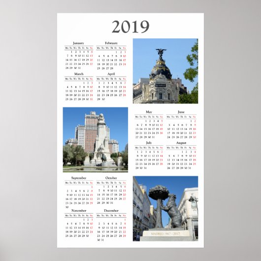 Afbeeldingen van Madrid kalender 2019 Poster (Voorkant)