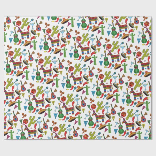 Afbeeldingen van Mexicaanse Fiesta Party Cadeaupapier (Vlak)