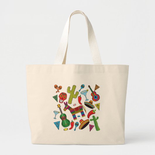 Afbeeldingen van Mexicaanse Fiesta Party Grote Tote Bag (Voorkant)