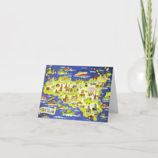Afbeeldingen van Sicilië Blauw Gevouwen Kaart