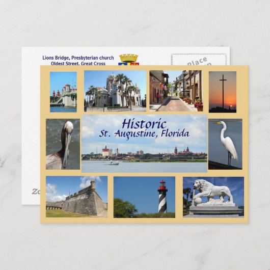 Afbeeldingen van St. Augustine, Florida Briefkaart (Voorkant / Achterkant)