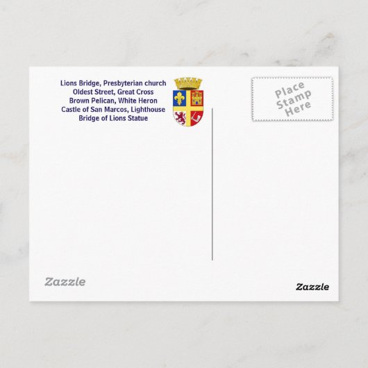 Afbeeldingen van St. Augustine, Florida Briefkaart (Achterkant)