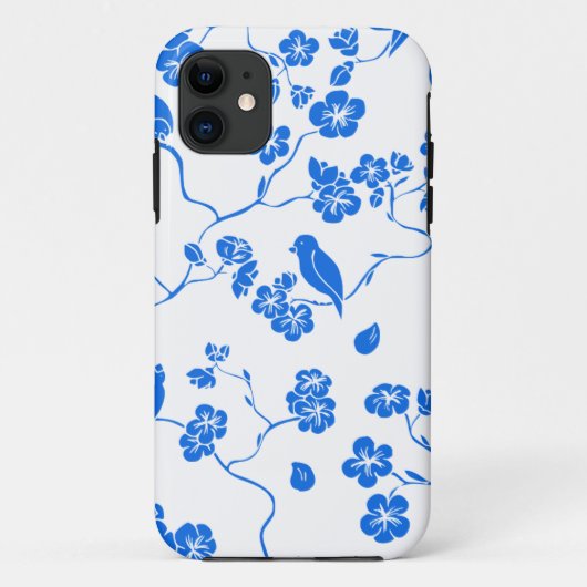 Afbeeldingen van vogeltjes, naadloos bloempatroon Case-Mate iPhone case (Achterkant)