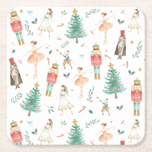Afbeeldingen voor kerstmis in de Nutcracker Ballet Kartonnen Onderzetters (Voorkant)