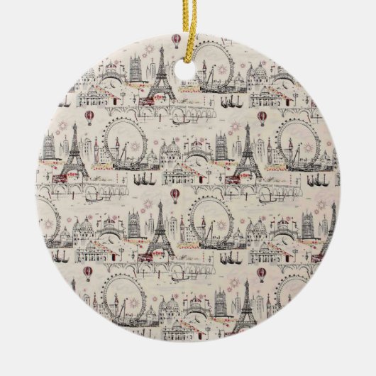 Afbeeldingen voor zwart-wit Europa Keramisch Ornament (Voorkant)