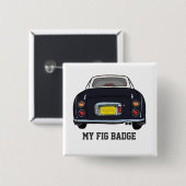 Afbeeldingen zwarte figaro-autonaamkaart vierkante button 5,1 cm (Voorkant /achterkant)