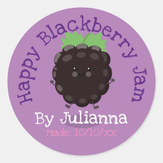 Afbeeldingslabel voor zwarte bessenjam cartoon ronde sticker (Voorkant)
