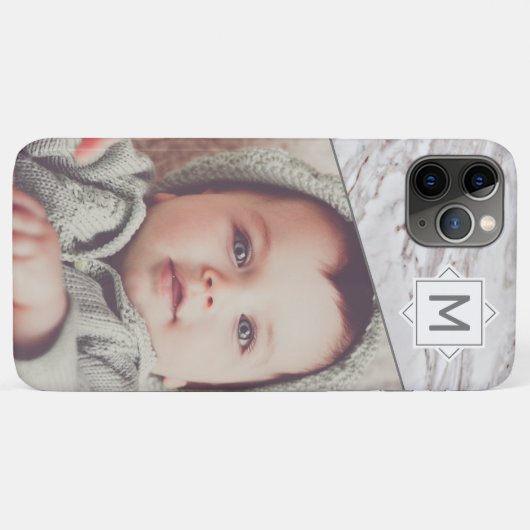 Afbeeldingsmarmer en -monogram met aangepaste foto Case-Mate iPhone case (Achterkant (horizontaal))