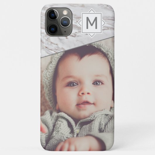 Afbeeldingsmarmer en -monogram met aangepaste foto Case-Mate iPhone case (Achterkant)