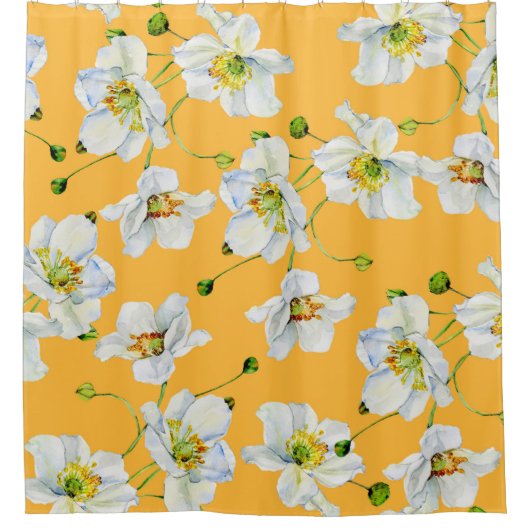 Afbeeldingspatroon waterverf kosmos bloemen douchegordijn (Voorkant)