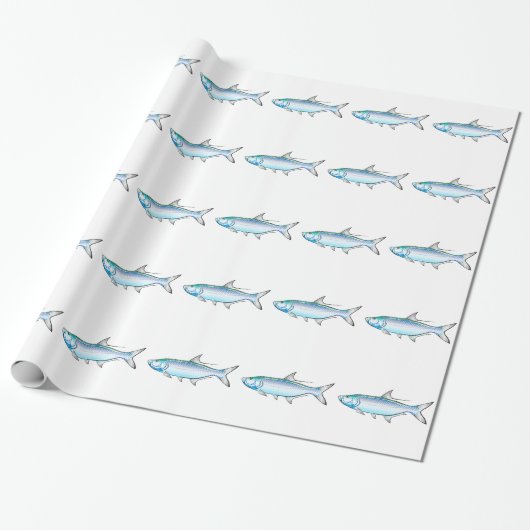 Afbeeldingsvector Tarpon Ocean Gamefish Cadeaupapier (Uitgerold)