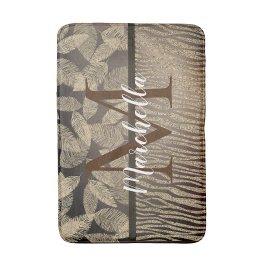 Afbeeldingsveren met Zebra Print Monogram Badmat (Voorkant Verticaal)