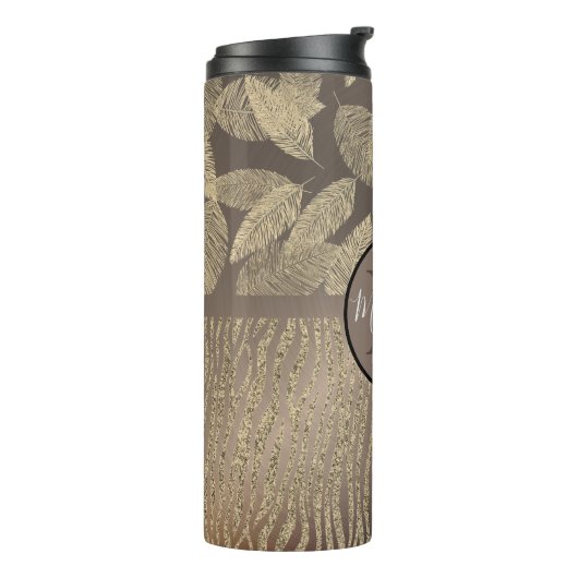 Afbeeldingsveren met Zebra Print Monogram Thermosbeker (Gedraaid links)
