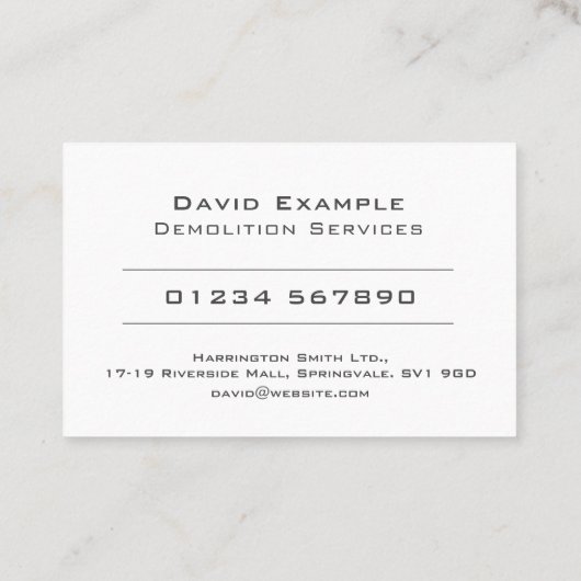 Afbraak met foto van houder visitekaartje (Achterkant)