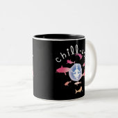 Afbraak Yoga Shark Grafisch ontwerp Tweekleurige Koffiemok (Voorkant rechts)