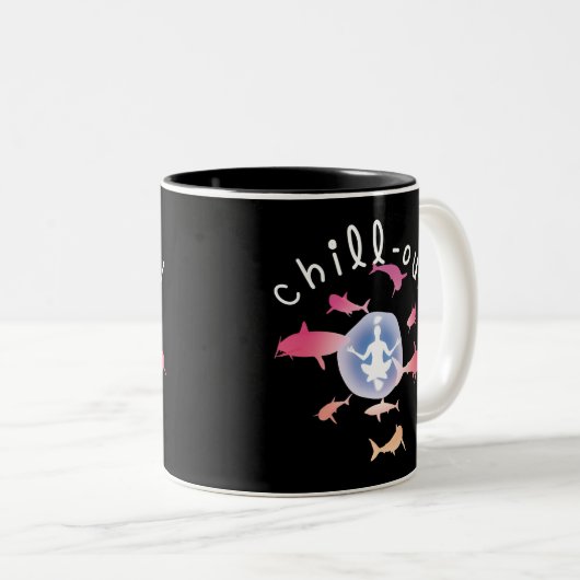 Afbraak Yoga Shark Grafisch ontwerp Tweekleurige Koffiemok (Voorkant rechts)