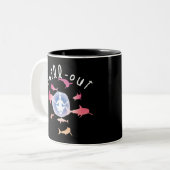 Afbraak Yoga Shark Grafisch ontwerp Tweekleurige Koffiemok (Voorkant links)