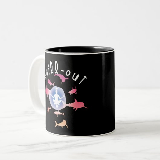Afbraak Yoga Shark Grafisch ontwerp Tweekleurige Koffiemok (Voorkant links)