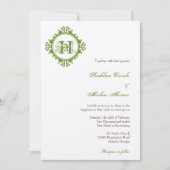  afbraakgroene bladeren lijst monogram bruiloft kaart (Voorkant)