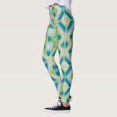 Afbrekende geometrische vormen blauw groen wit ele leggings (Links)