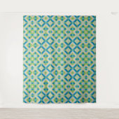 Afbrekende geometrische vormen blauw groen wit ele wandkleed (Voorkant)