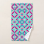 Afbrekende geometrische vormen blauwe roze turquoi bad handdoek (Handdoek)
